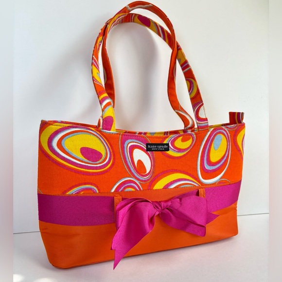 kate spade Handbags - kate spade Orange & Pink Canvas Bow Tote